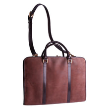 Charger l'image dans la galerie, Serviette cuir marron cartable bandoulière portes documents protection ordinateur attaché case
