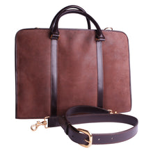 Charger l'image dans la galerie, Serviette cuir marron cartable bandoulière portes documents protection ordinateur attaché case