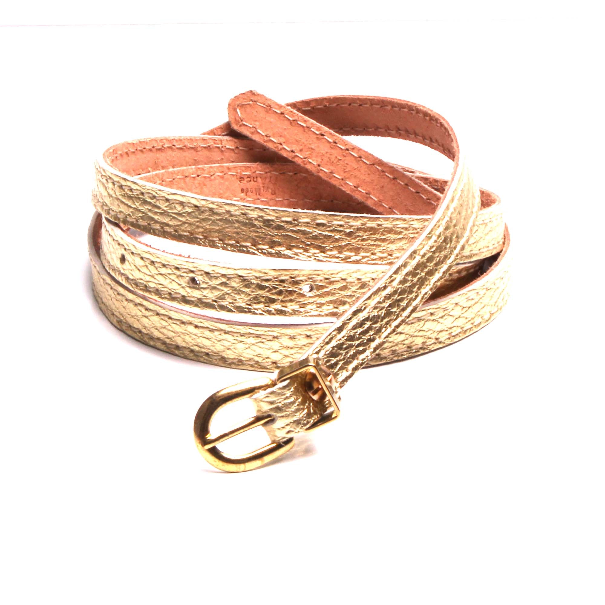 Ceinture Femme fine cm cuir dorée pour robe accessoire luxe tendance made in