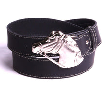 Charger l'image dans la galerie, Ceinture équitation Cuir accessoire équestre personnalisé création fabrication artisanale Made in France.