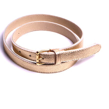 Charger l'image dans la galerie, Ceinture Femme : Cuirs Doré fine souple Boucle Laiton Atelier by mode France.