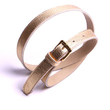 Charger l'image dans la galerie, Ceinture Femme : Cuirs Doré fine souple Boucle Laiton Atelier by mode France.