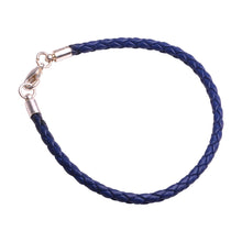Charger l'image dans la galerie, Bracelet jonc cuir bleu