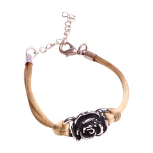 Charger l'image dans la galerie, bracelet fleur argent beige