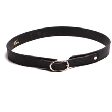 Charger l'image dans la galerie, Ceinture fine femme cuir noir mors a cheval équestre fabrication artisanal By Mode France.