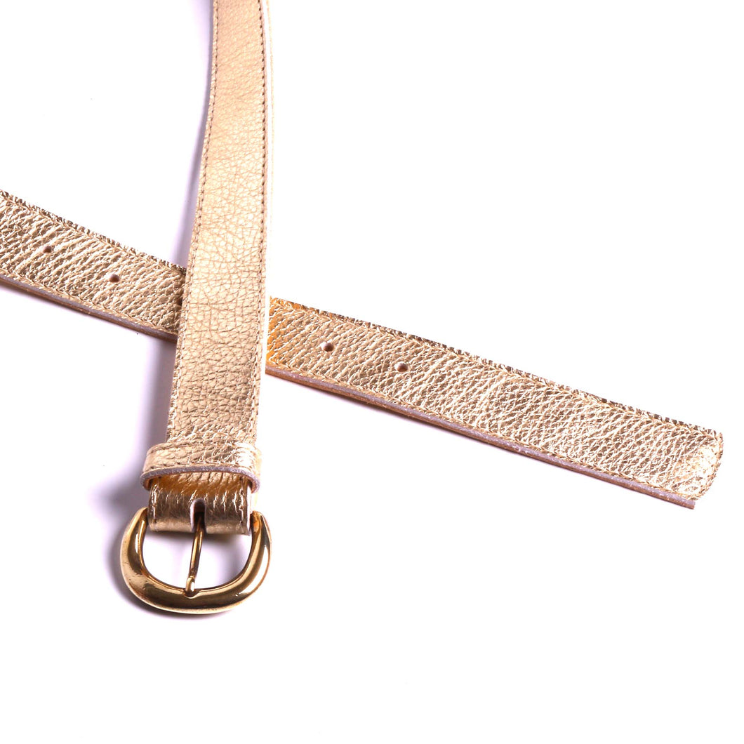 Ceinture FEMME cuir velours beige - Made in France - Boucle ronde