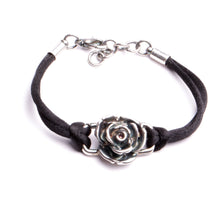 Charger l&#39;image dans la galerie, bracelet fleur argent noir
