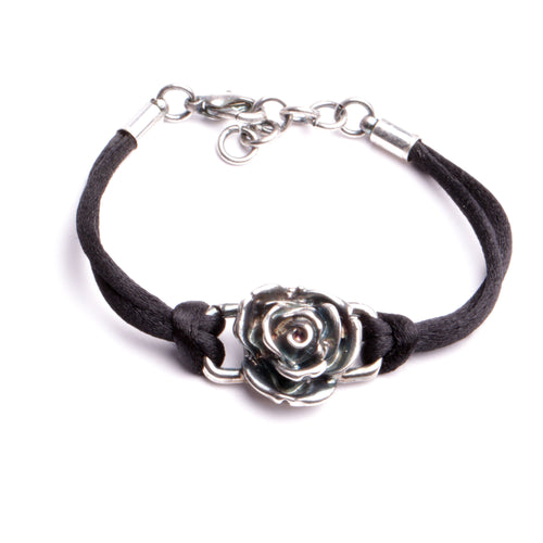 bracelet fleur argent noir